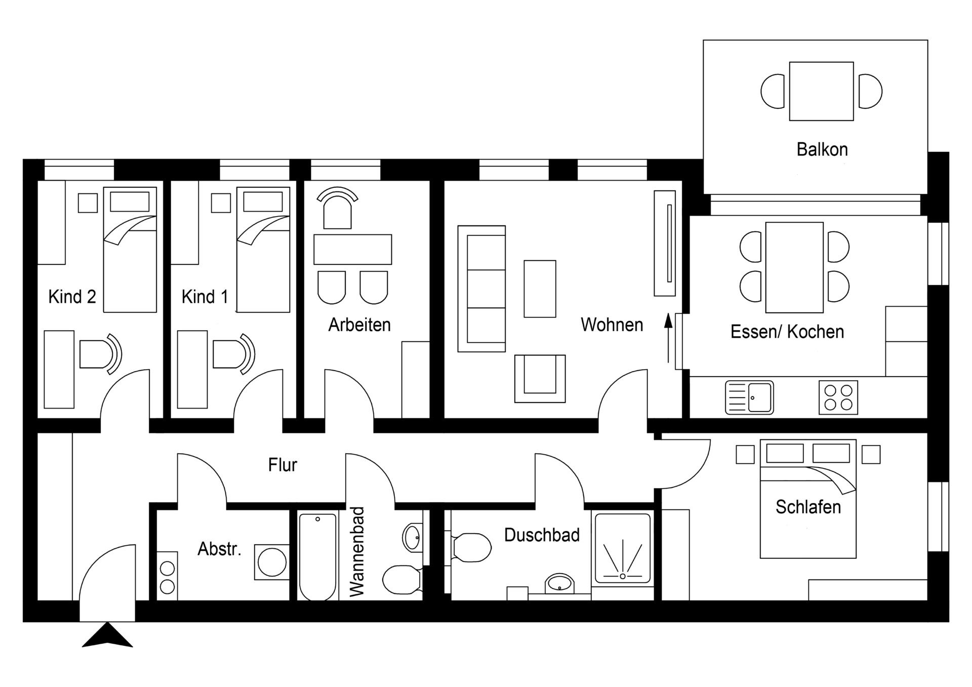 5 Zimmer | 1. Obergeschoss | Campusseite - 127,76 m² Wohnfläche